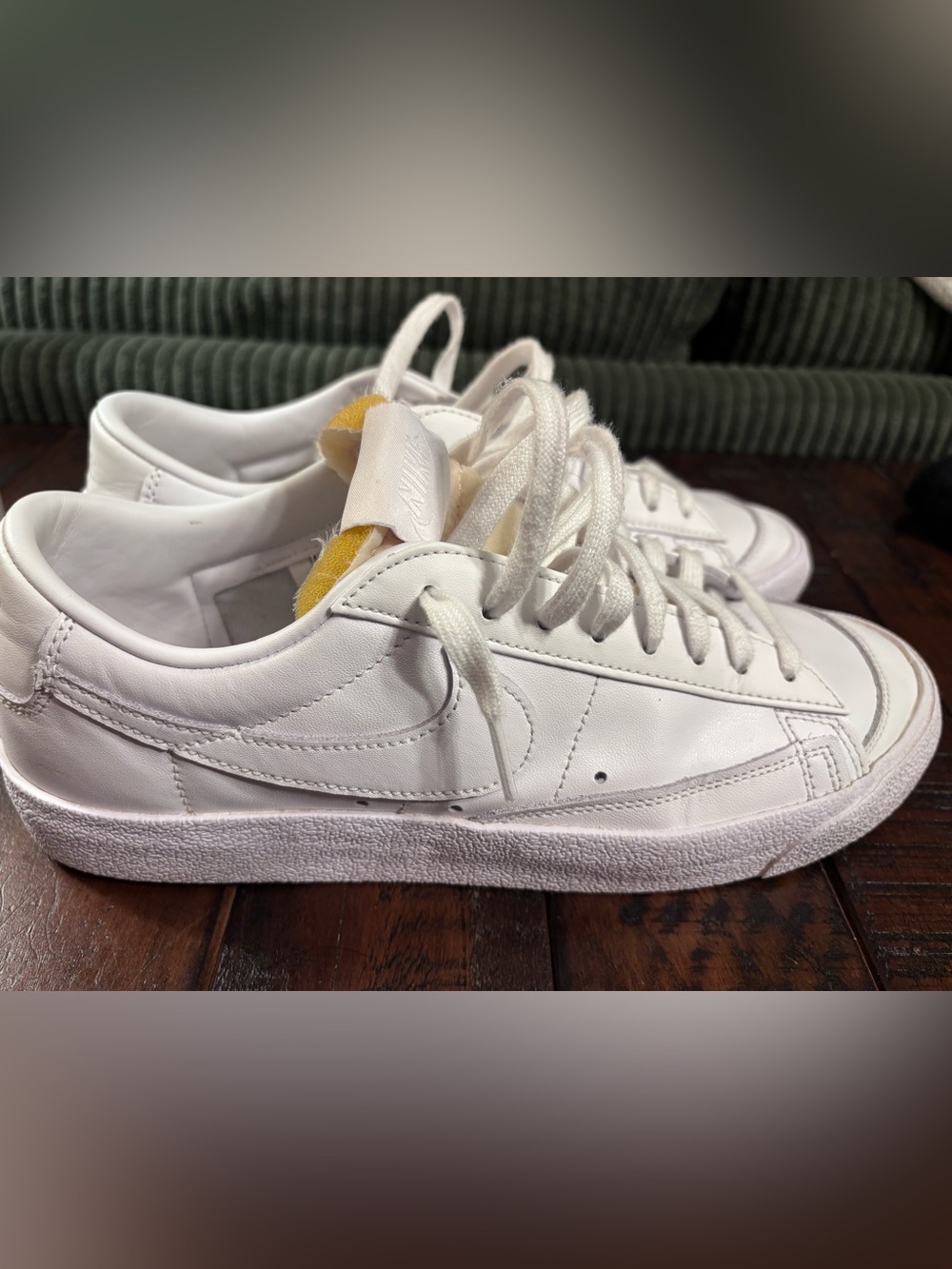 Nike Blazer Low Platform Triple White Leather Sneakers Women’s 10